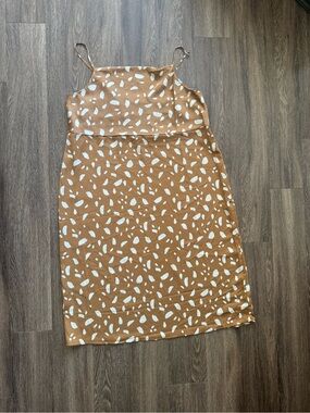 Old Navy Brown Midi Dress with White Spot Print